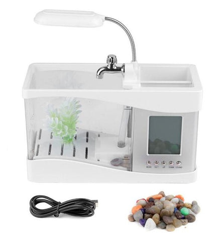 Image of Mini Aquarium Fish Tank with Screen and Light