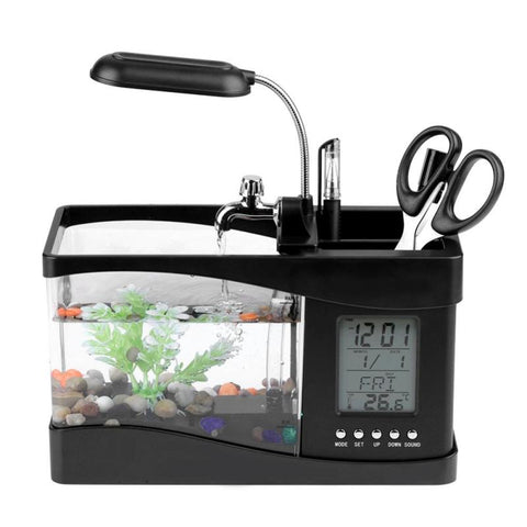 Image of Mini Aquarium Fish Tank with Screen and Light