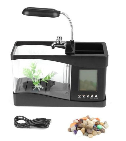 Image of Mini Aquarium Fish Tank with Screen and Light